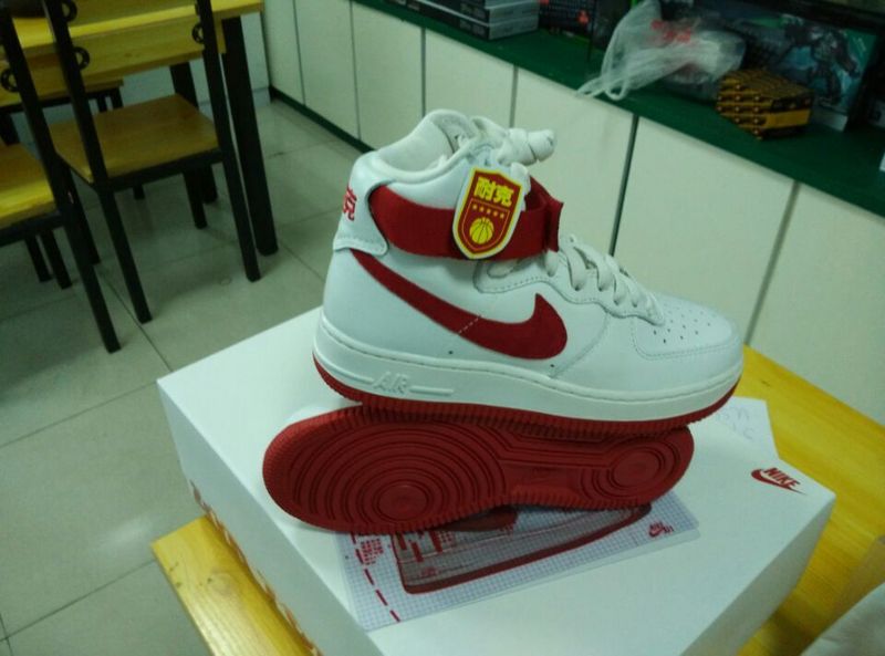 Nike Air Force 1 High White Red Sneaker - Click Image to Close
